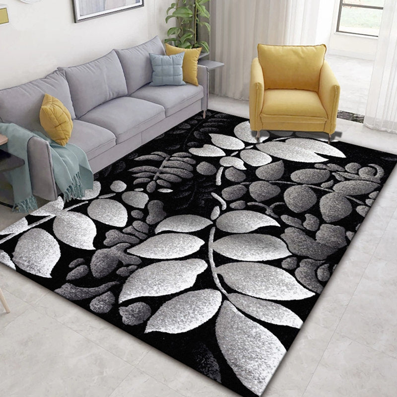Rynx | Glam Nordic Area Rug Multi-Colored Plant Carpet Stain Resistant Washable Anti-Slip Backing Rug for Sitting Room