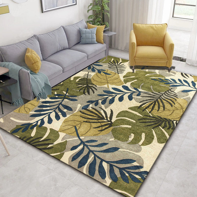 Rynx | Glam Nordic Area Rug Multi-Colored Plant Carpet Stain Resistant Washable Anti-Slip Backing Rug for Sitting Room