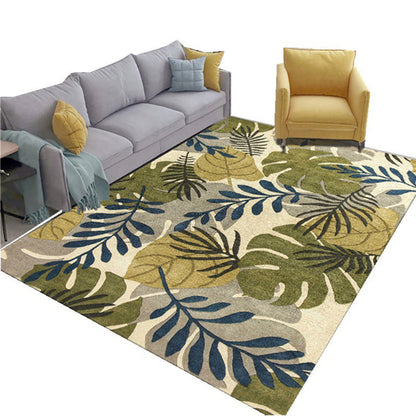 Rynx | Glam Nordic Area Rug Multi-Colored Plant Carpet Stain Resistant Washable Anti-Slip Backing Rug for Sitting Room
