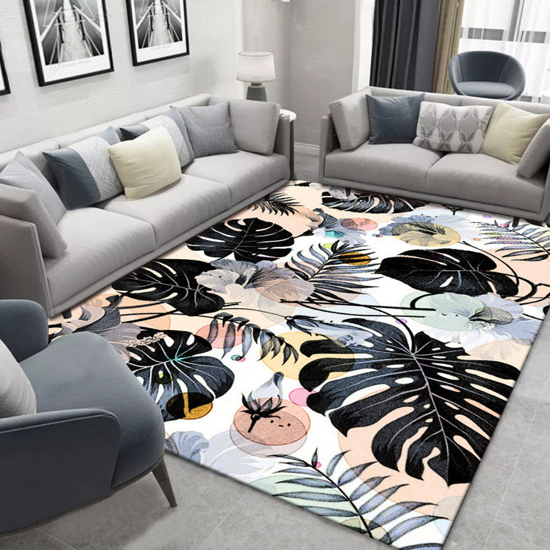 Rynx | Glam Nordic Area Rug Multi-Colored Plant Carpet Stain Resistant Washable Anti-Slip Backing Rug for Sitting Room
