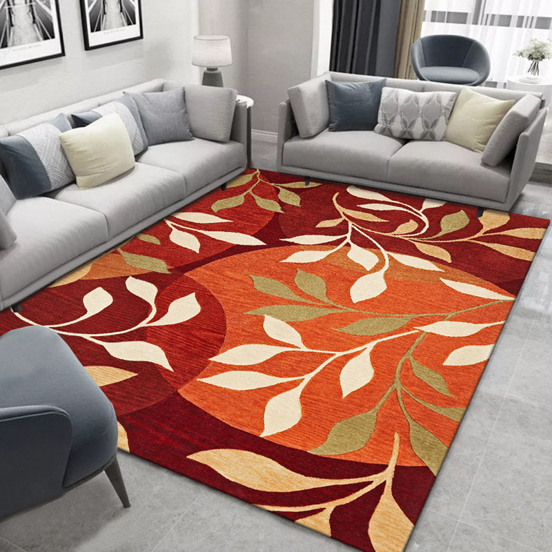 Rynx | Glam Nordic Area Rug Multi-Colored Plant Carpet Stain Resistant Washable Anti-Slip Backing Rug for Sitting Room