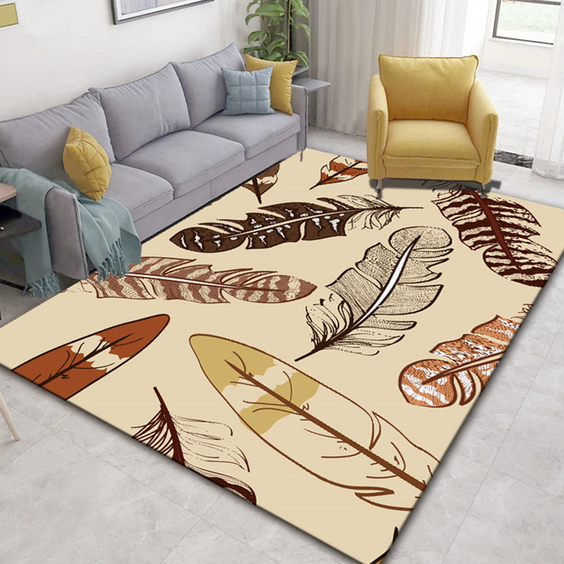 Rynx | Glam Nordic Area Rug Multi-Colored Plant Carpet Stain Resistant Washable Anti-Slip Backing Rug for Sitting Room