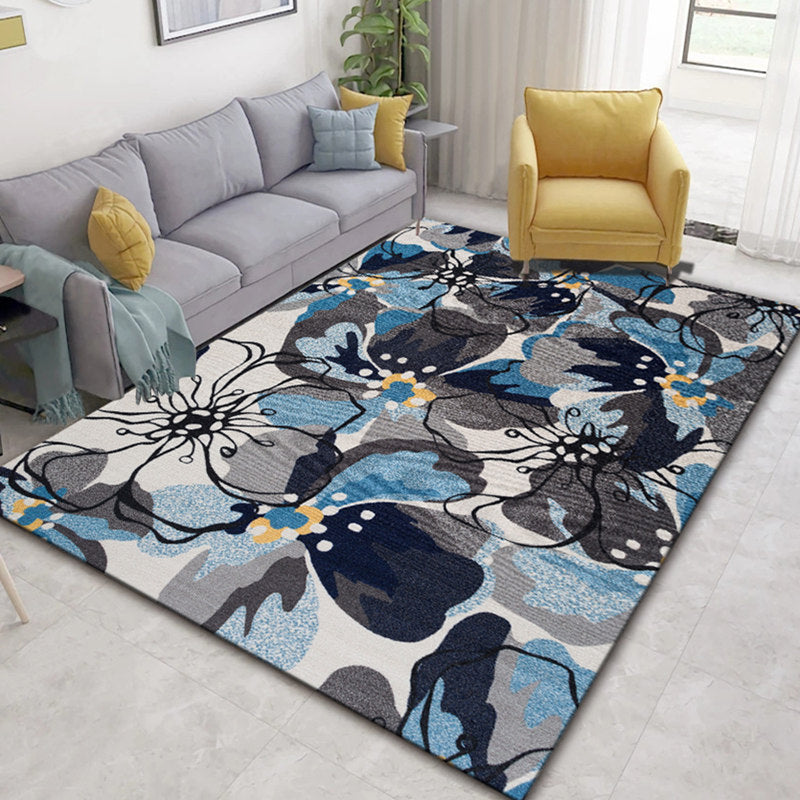 Rynx | Glam Nordic Area Rug Multi-Colored Plant Carpet Stain Resistant Washable Anti-Slip Backing Rug for Sitting Room