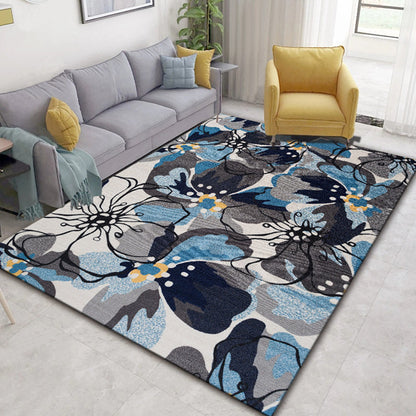 Rynx | Glam Nordic Area Rug Multi-Colored Plant Carpet Stain Resistant Washable Anti-Slip Backing Rug for Sitting Room