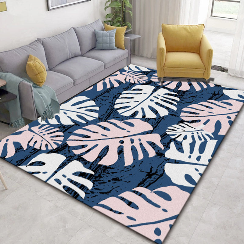 Rynx | Glam Nordic Area Rug Multi-Colored Plant Carpet Stain Resistant Washable Anti-Slip Backing Rug for Sitting Room
