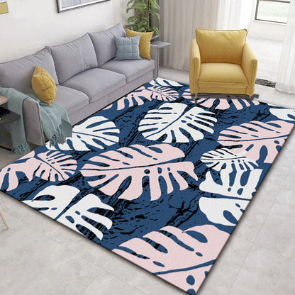 Rynx | Glam Nordic Area Rug Multi-Colored Plant Carpet Stain Resistant Washable Anti-Slip Backing Rug for Sitting Room