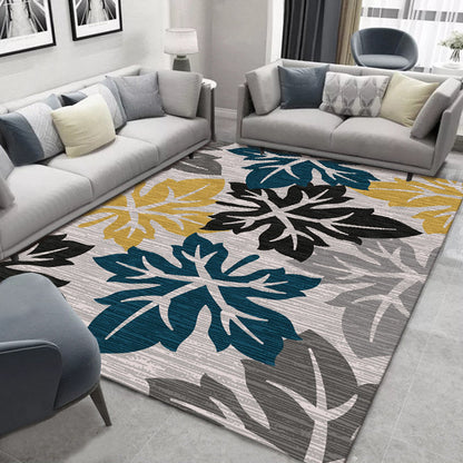 Rynx | Glam Nordic Area Rug Multi-Colored Plant Carpet Stain Resistant Washable Anti-Slip Backing Rug for Sitting Room
