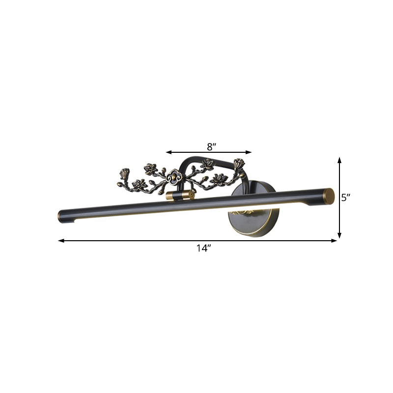 Rynx | Extended Vanity Lighting Traditional 14"/18"/23" W LED Metal Wall Lamp for Bathroom in Black/Antique Brass