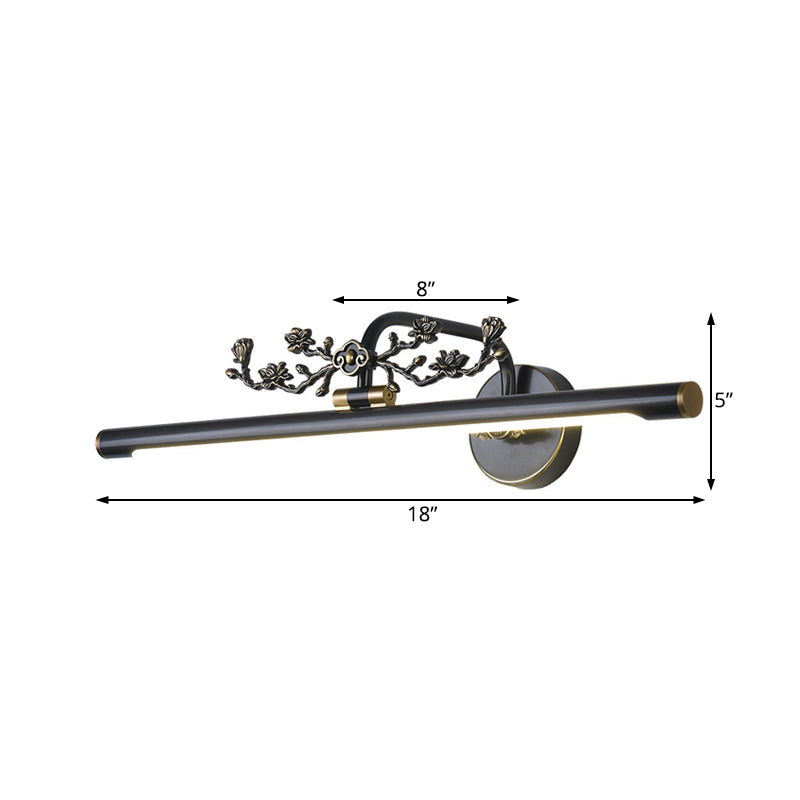 Rynx | Extended Vanity Lighting Traditional 14"/18"/23" W LED Metal Wall Lamp for Bathroom in Black/Antique Brass