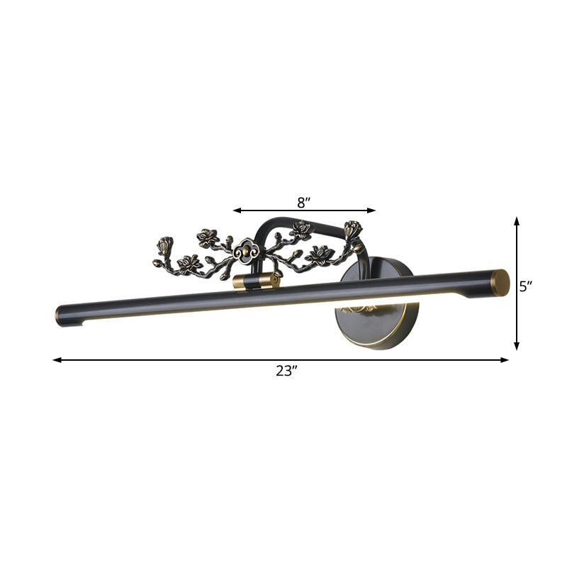 Rynx | Extended Vanity Lighting Traditional 14"/18"/23" W LED Metal Wall Lamp for Bathroom in Black/Antique Brass