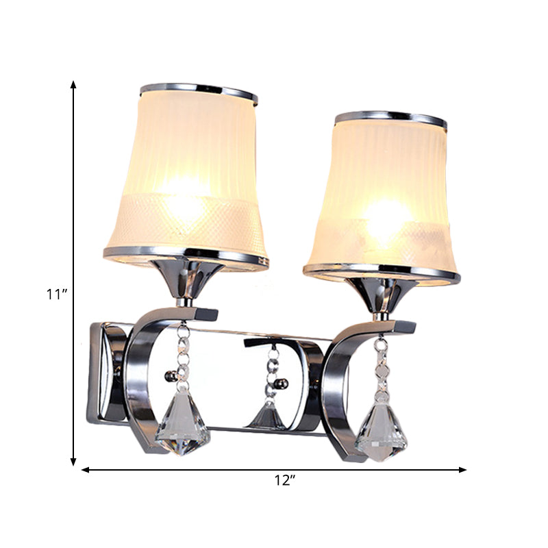 Rynx | Vintage Style Bell Wall Light Clear Glass 2 Lights Bedroom Gold Finish Wall Lamp with Crystal Accent