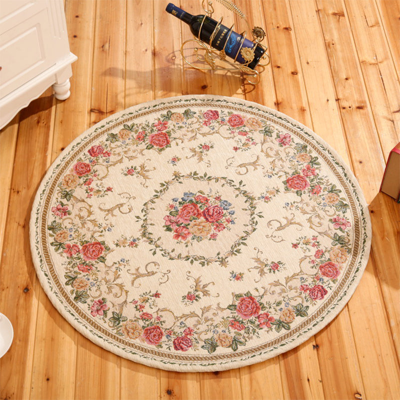 Rynx | Rustic Flower Area Rug Multi Color Cotton Rug Non-Slip Washable Rug for Dining Room