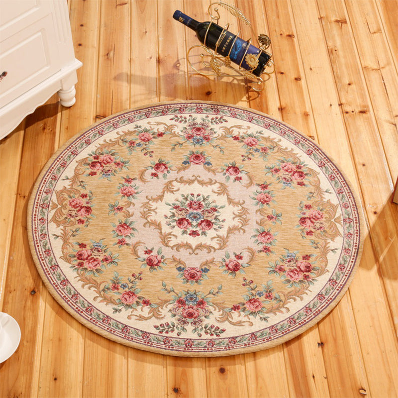 Rynx | Rustic Flower Area Rug Multi Color Cotton Rug Non-Slip Washable Rug for Dining Room