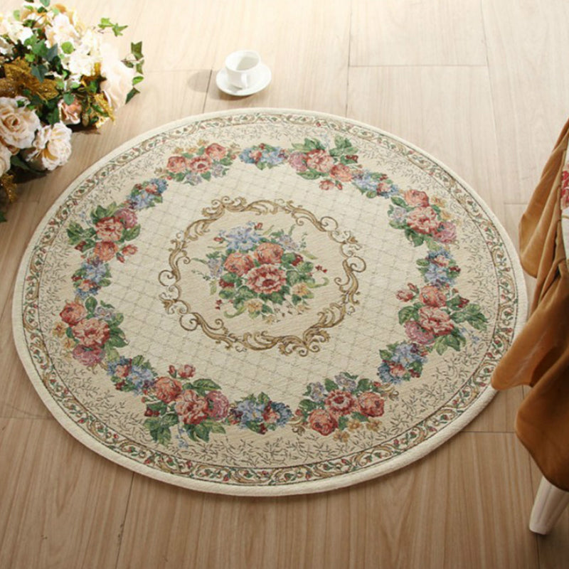 Rynx | Rustic Flower Area Rug Multi Color Cotton Rug Non-Slip Washable Rug for Dining Room