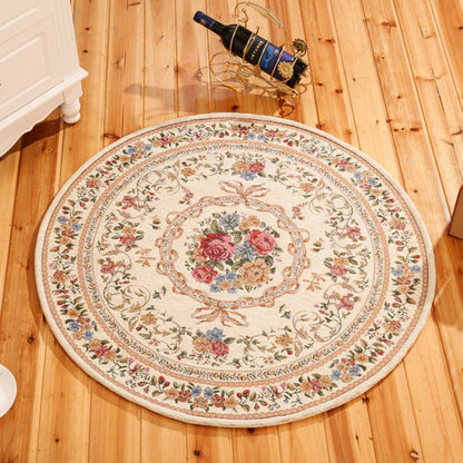Rynx | Rustic Flower Area Rug Multi Color Cotton Rug Non-Slip Washable Rug for Dining Room