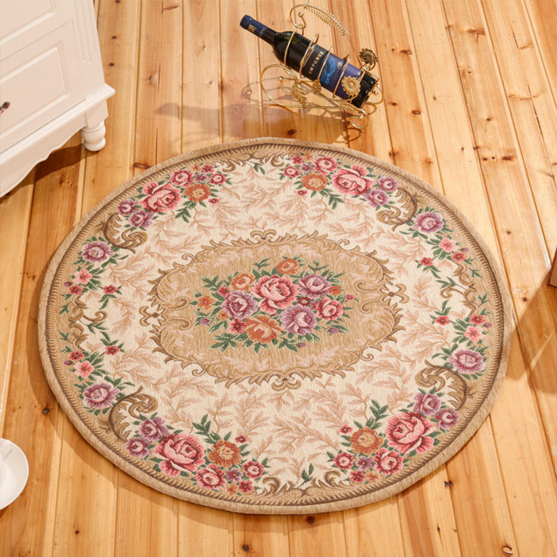 Rynx | Rustic Flower Area Rug Multi Color Cotton Rug Non-Slip Washable Rug for Dining Room