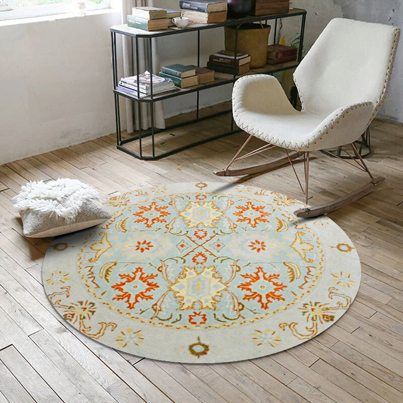 Rynx | Nostalgic multicolored Moroccan carpet polypropylene floral area rug washable non-slip back pet-friendly rug for home
