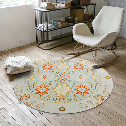 Rynx | Nostalgic multicolored Moroccan carpet polypropylene floral area rug washable non-slip back pet-friendly rug for home