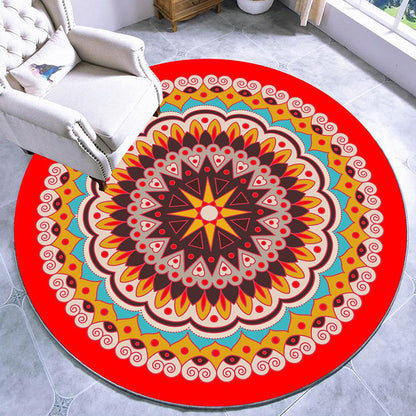 Rynx | Beautiful mandala patterned rug Multicolored Moroccan area rug Polyester pet friendly stain resistant non-slip backing rug for tea room