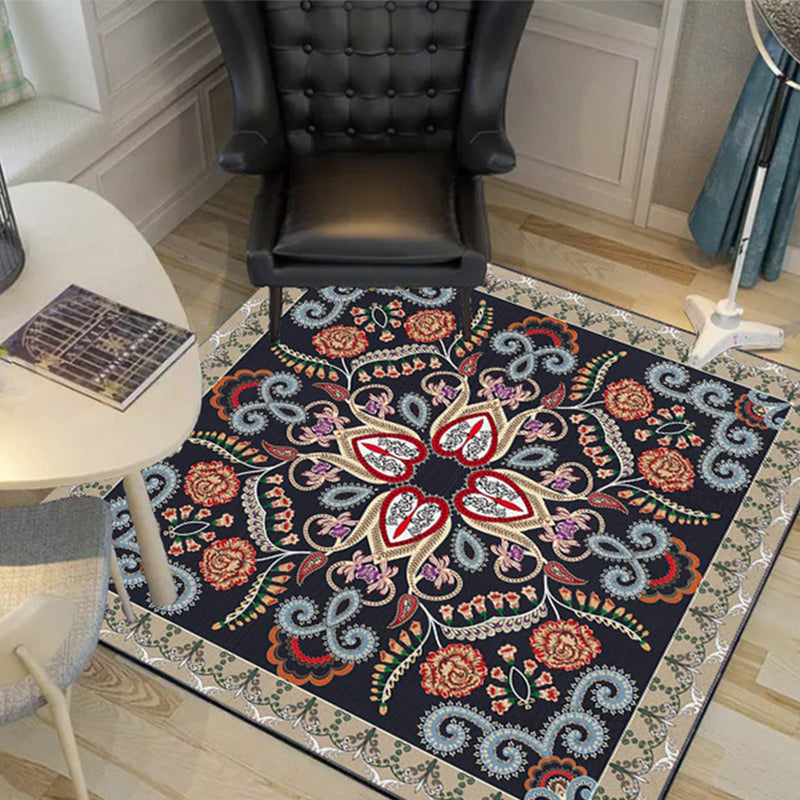 Rynx | Shabby Chic Floral Area Rug Multicolor Persian Carpet Polypropylene Anti-Slip Backing Washable Pet-Friendly Rug for Foyer
