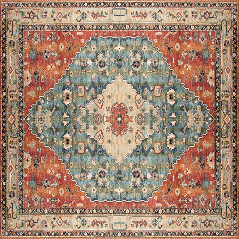 Rynx | Shabby Chic Floral Area Rug Multicolor Persian Carpet Polypropylene Anti-Slip Backing Washable Pet-Friendly Rug for Foyer