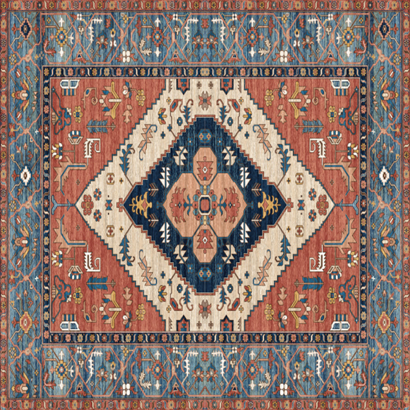 Rynx | Shabby Chic Floral Area Rug Multicolor Persian Carpet Polypropylene Anti-Slip Backing Washable Pet-Friendly Rug for Foyer