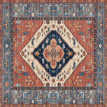 Rynx | Shabby Chic Floral Area Rug Multicolor Persian Carpet Polypropylene Anti-Slip Backing Washable Pet-Friendly Rug for Foyer