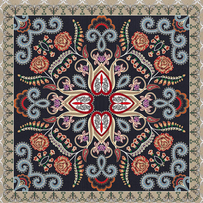 Rynx | Shabby Chic Floral Area Rug Multicolor Persian Carpet Polypropylene Anti-Slip Backing Washable Pet-Friendly Rug for Foyer