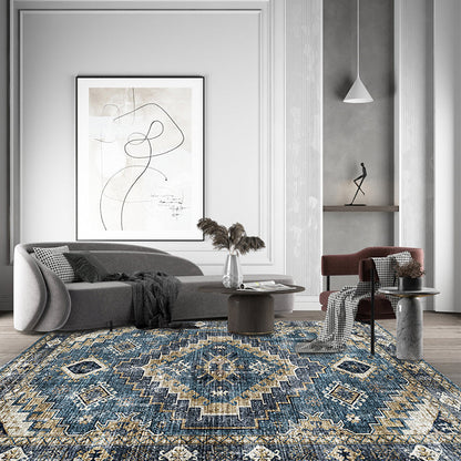 Rynx | Moroccan Style Print Carpet Multicolor Polyester Carpet Non-Slip Pet-Friendly Machine Washable Carpet for Living Room