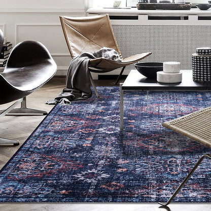Rynx | Moroccan Style Print Carpet Multicolor Polyester Carpet Non-Slip Pet-Friendly Machine Washable Carpet for Living Room