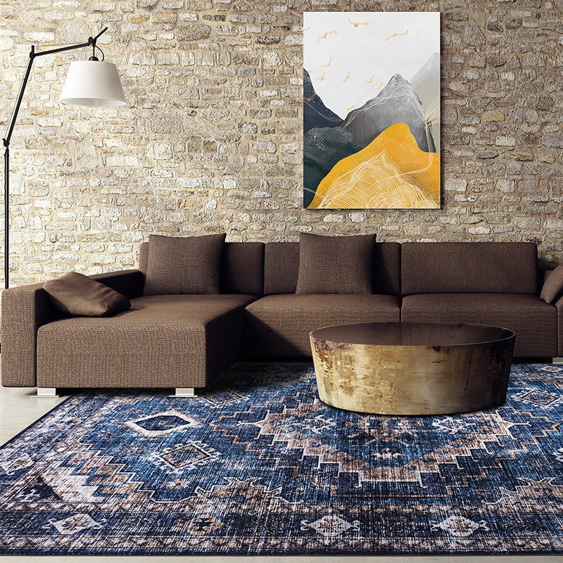 Rynx | Moroccan Style Print Carpet Multicolor Polyester Carpet Non-Slip Pet-Friendly Machine Washable Carpet for Living Room