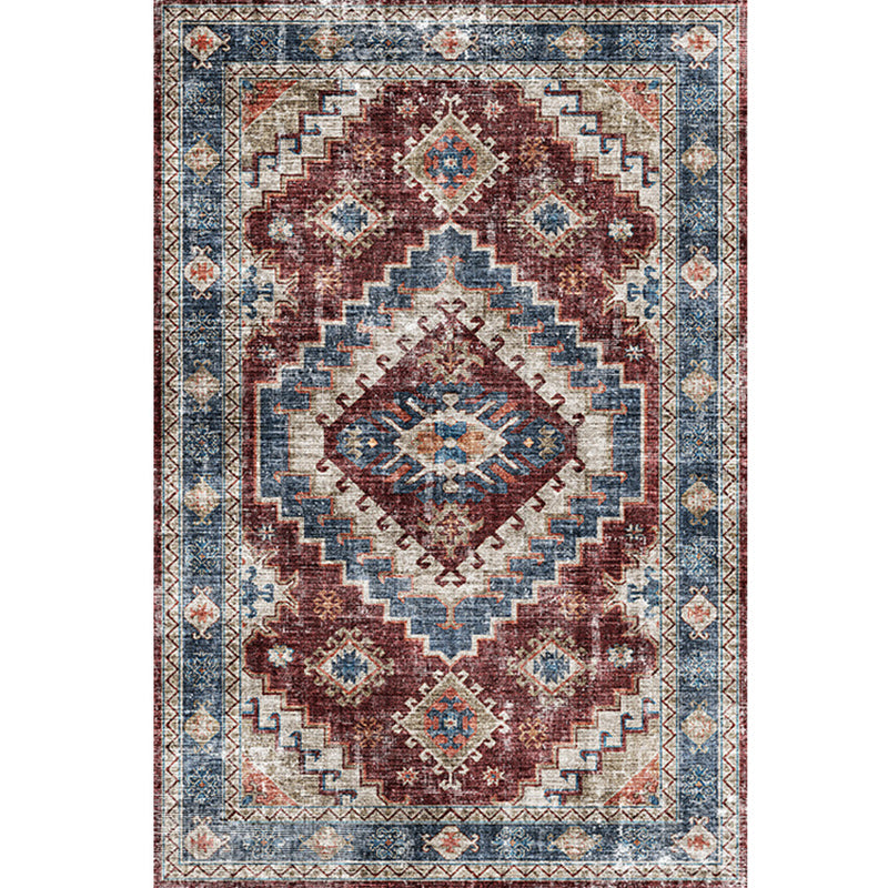Rynx | Moroccan Style Print Carpet Multicolor Polyester Carpet Non-Slip Pet-Friendly Machine Washable Carpet for Living Room