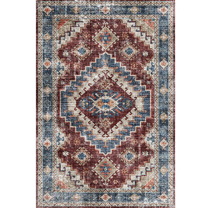 Rynx | Moroccan Style Print Carpet Multicolor Polyester Carpet Non-Slip Pet-Friendly Machine Washable Carpet for Living Room