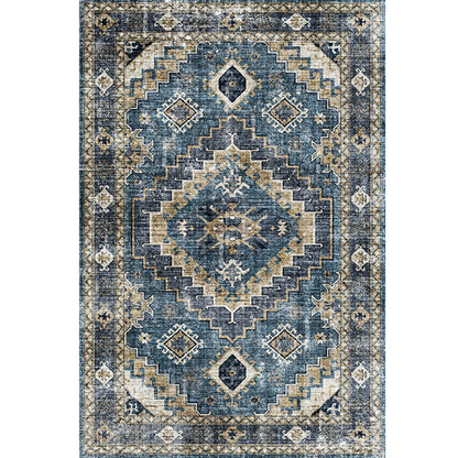Rynx | Moroccan Style Print Carpet Multicolor Polyester Carpet Non-Slip Pet-Friendly Machine Washable Carpet for Living Room