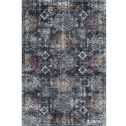 Rynx | Moroccan Style Print Carpet Multicolor Polyester Carpet Non-Slip Pet-Friendly Machine Washable Carpet for Living Room