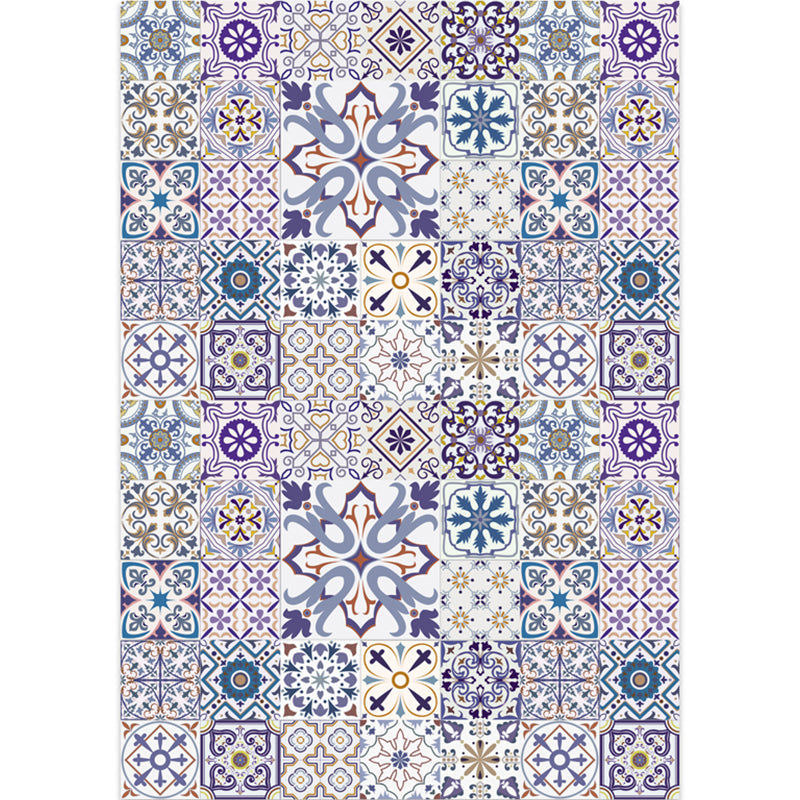 Rynx | Moroccan Mosaic Print Carpet Multicolored Polyester Rug Non-Slip Back Washable Pet-Friendly Rug for Living Room