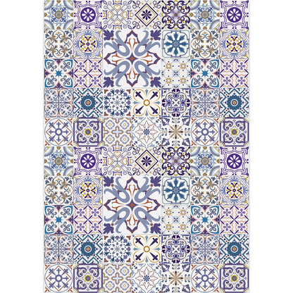 Rynx | Moroccan Mosaic Print Carpet Multicolored Polyester Rug Non-Slip Back Washable Pet-Friendly Rug for Living Room
