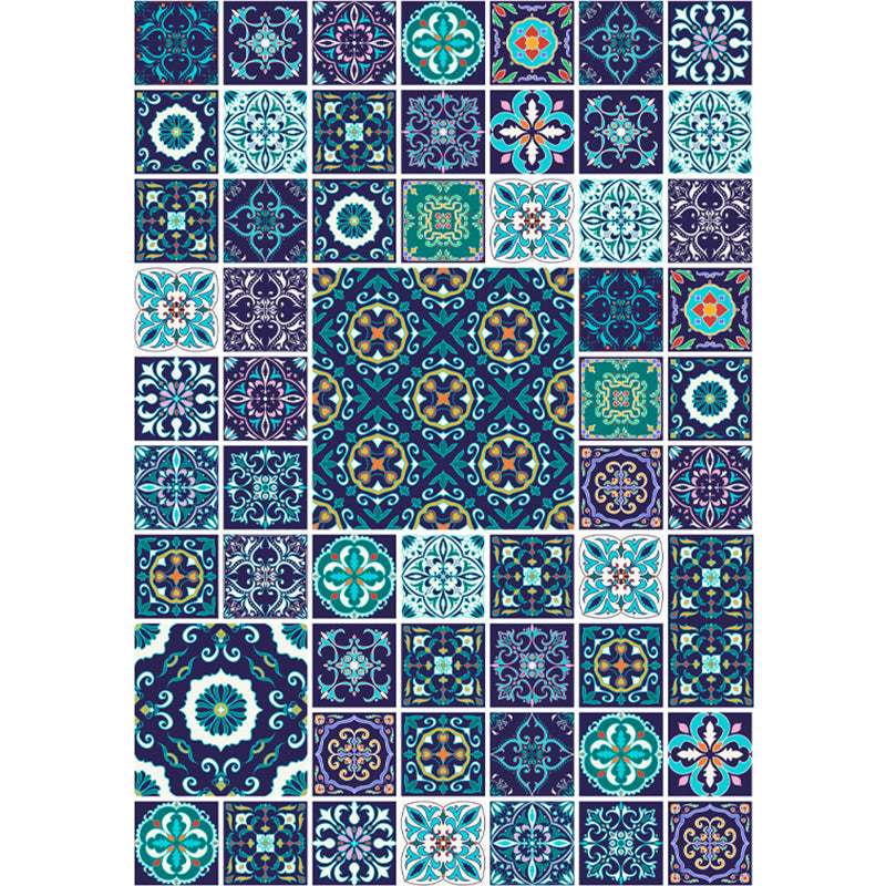Rynx | Moroccan Mosaic Print Carpet Multicolored Polyester Rug Non-Slip Back Washable Pet-Friendly Rug for Living Room