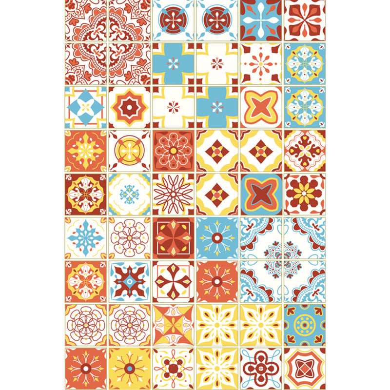 Rynx | Moroccan Mosaic Print Carpet Multicolored Polyester Rug Non-Slip Back Washable Pet-Friendly Rug for Living Room