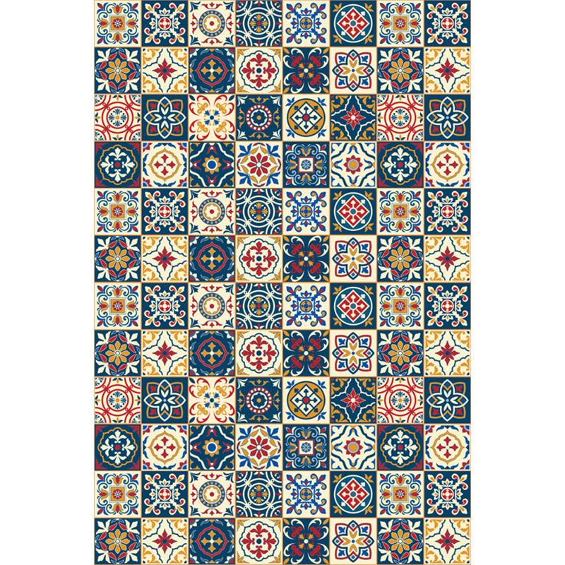 Rynx | Moroccan Mosaic Print Carpet Multicolored Polyester Rug Non-Slip Back Washable Pet-Friendly Rug for Living Room