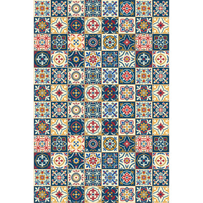 Rynx | Moroccan Mosaic Print Carpet Multicolored Polyester Rug Non-Slip Back Washable Pet-Friendly Rug for Living Room