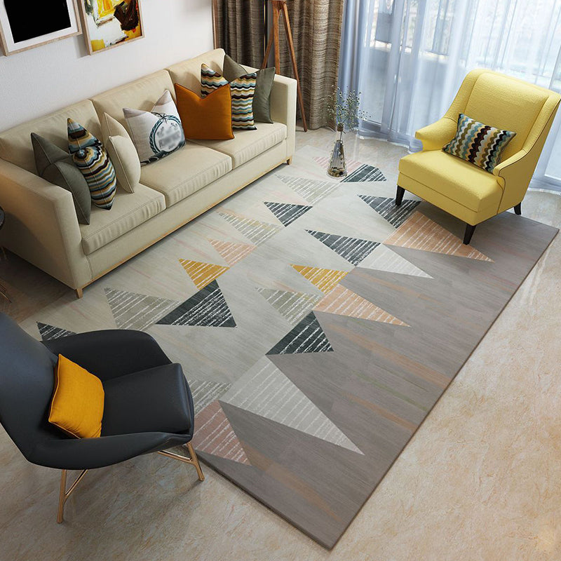 Rynx | Multicolor Home Decoration Rug Scandinavian Geometric Carpet Polyester Washable Anti-Slip Backing Stain Resistant Rug