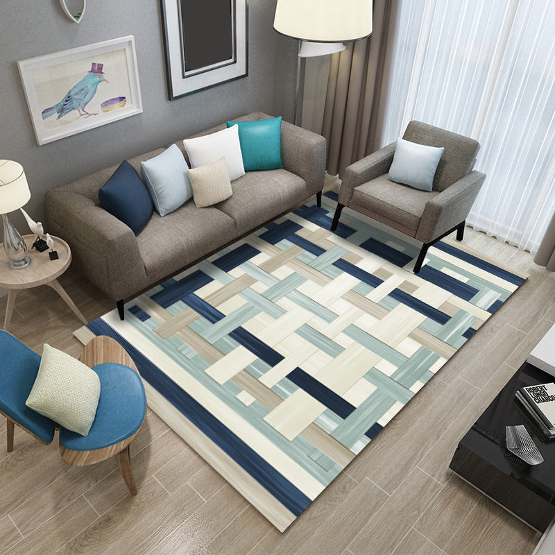 Rynx | Multicolor Home Decoration Rug Scandinavian Geometric Carpet Polyester Washable Anti-Slip Backing Stain Resistant Rug