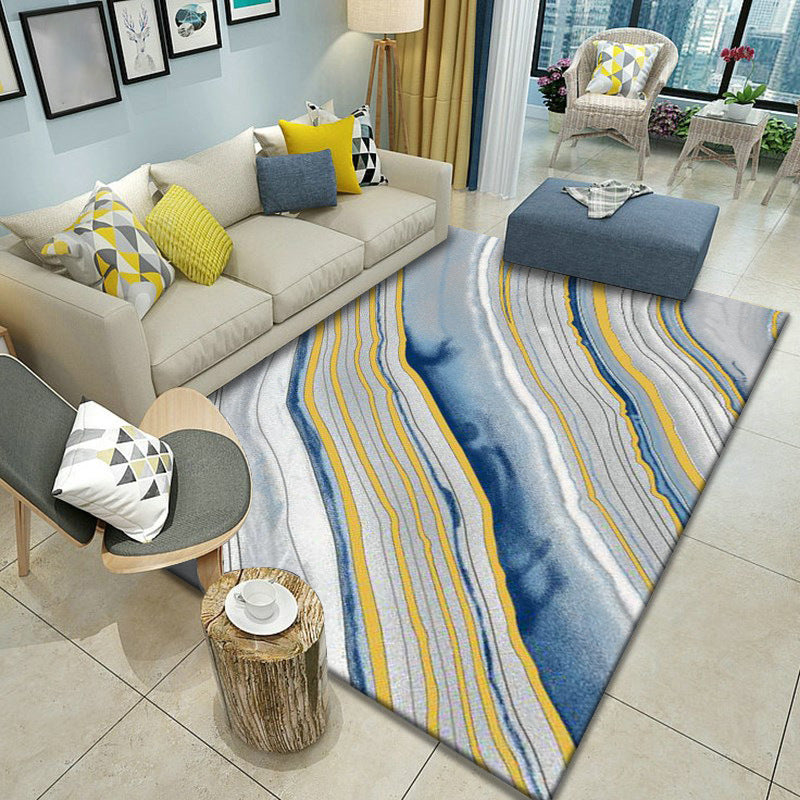 Rynx | Multicolor Home Decoration Rug Scandinavian Geometric Carpet Polyester Washable Anti-Slip Backing Stain Resistant Rug