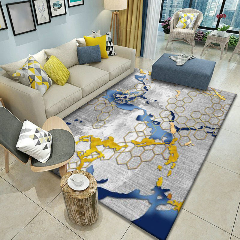 Rynx | Multicolor Home Decoration Rug Scandinavian Geometric Carpet Polyester Washable Anti-Slip Backing Stain Resistant Rug