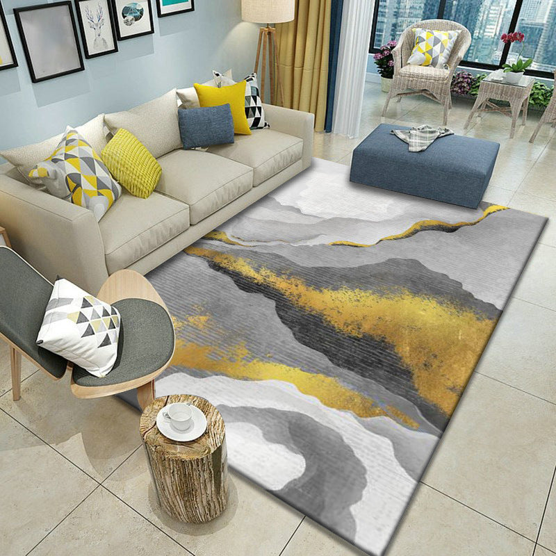 Rynx | Multicolor Home Decoration Rug Scandinavian Geometric Carpet Polyester Washable Anti-Slip Backing Stain Resistant Rug