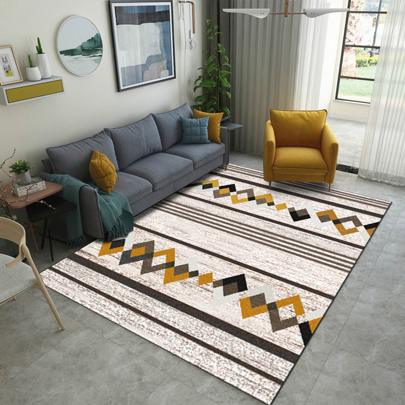 Rynx | Multicolor Home Decoration Rug Scandinavian Geometric Carpet Polyester Washable Anti-Slip Backing Stain Resistant Rug
