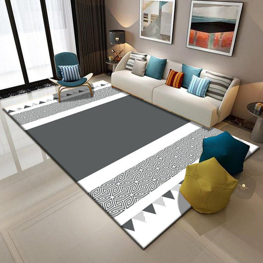 Rynx | Multicolor Home Decoration Rug Scandinavian Geometric Carpet Polyester Washable Anti-Slip Backing Stain Resistant Rug