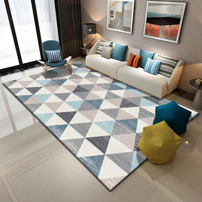 Rynx | Multicolor Home Decoration Rug Scandinavian Geometric Carpet Polyester Washable Anti-Slip Backing Stain Resistant Rug