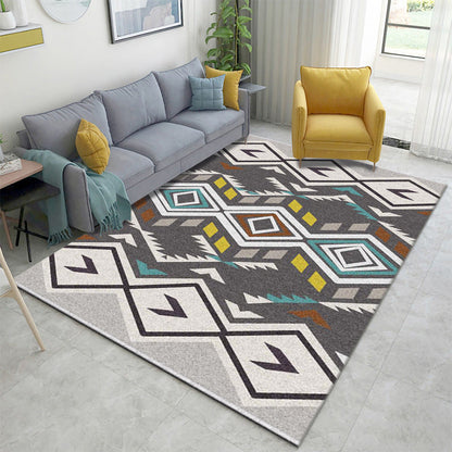 Rynx | Multicolor Home Decoration Rug Scandinavian Geometric Carpet Polyester Washable Anti-Slip Backing Stain Resistant Rug